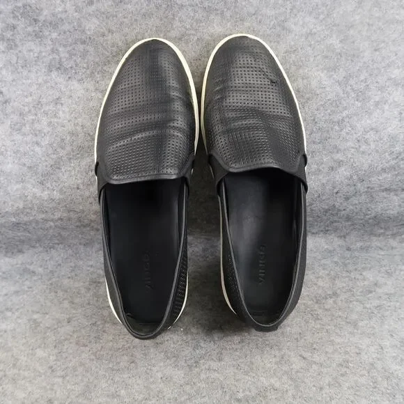 Vince Shoes Womens 9 Sneakers Slip On Leather Casual Classic Lifestyle Black Low - Picture 8 of 15